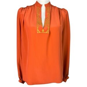 Winter Kate limited edition embroidered silk Anjali plunge blouse Size XS
